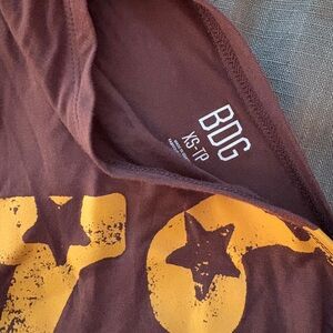 Urban Outfitters BDG One shoulder chocolate Brown Tee with Mustard Star Design